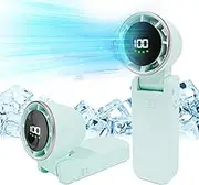 Handheld Portable Fan, Handheld Fan，Mini Handheld Turbo Fan,3600mAh,5 Gear Wind,USB Rechargeable Mini Hand Fan with Digital Display， Ideal for Travel/Outdoor/Home/Office (green)