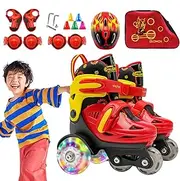 Adjustable Roller Skates,Adjustable Roller Skates Three-Point Design | Girls and Boys Skating Shoes Light up Wheels for Children Aged 3-8 Years Old