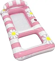 Square Stripe Mesh Inflatable Lounger Floating Bed with Cushion | Cool Mesh Adult Swimming Floats Pool Toys,Floats Water Lounger Travel Comfortable Durable Lightweight Relaxing