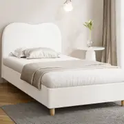 Oikiture Boucle Bed Frame White-King Single