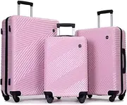 [XIQUMOPAX] Lightweight Luggage Set with Spinner Wheels, Adjustable Pull Rod & Two Hooks, One Color, Pink