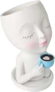 Face Flower Pot Head Planter, Cute Resin Face Planters for Indoor Outdoor