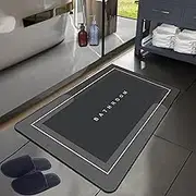 Bathroom Rugs,Absorbent Bath Mat,Quick Dry Thickened Diatom Rubber Bath Mats,Non Slip Bottom Easy Clean Bathroom Mat for Bathroom,in Front of Bathtub,Shower Room,Sink(80 x 50 cm)