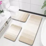 3 Piece Bathroom Rugs Set Non-Slip Soft Absorbent Microfiber Bath Mats U-Shaped