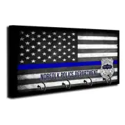 Norfolk Virginia Police Dept. Retired Design Thin Blue Line Flag Wood Key Hanger