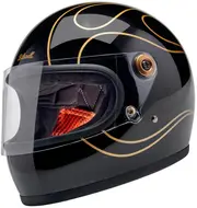 Biltwell Gringo S Black Flames, full face helmet , color: Black/Gold , size: L