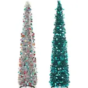 Shappy 2 Pcs Pop up Artificial Christmas Tree 5ft Tinsel Christmas Tree Colla...