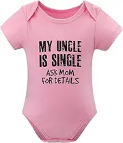 [WOOYONGING] My Uncle Is Single Ask Mom For Details Baby Onesie Newborn Short Sleeve Gender Neutral Baby Outfits White Baby Boy