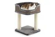 Costway Wood Cat Tree Cat Tower Plush Kitten Condo House Bed Sisal Scratching Posts 50cm Grey