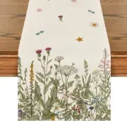 Artoid Mode Antique Herbs and 13" x 72", Table Runner, Off White
