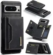 Cseoteo Wallet Case for Google Pixel 8 Pro, DG.MING Premium Leather Phone Case Back Cover Magnetic Detachable with Trifold Wallet Card Holder Pocket for Google Pixel 8 Pro (Black)