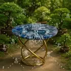 18" Blue Agate Coffee Table–Round Gemstone Center Table Luxury Crystal Table