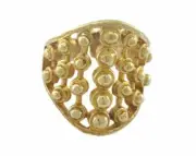 Ring Dotted Adjustable Raw Brass 23mm (19mm 9US inner size - Adjustable ) OZ3343