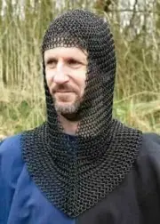 Medieval Chainmail Armor Coif Butted Chain mail Hood Reenactment LARP V Face