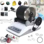 Professional Rock Tumbler Kit, Electric Rock Tumbler with 2 Belts, Bag of Rough Stones,4 Coarse Grinding, Finely Ground, Polishing and 7 Day Polishing Timer for Rock Polisher