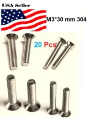 20pcs M3 304 Stainless Steel Cross Flat Countersunk Head Machine Screws Durable