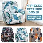 Set of 4 High Stretch Recliner Cover 1Seat Soft Sofa Slipcover Printed ➹