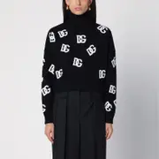[Dolce & Gabbana] Black/white turtleneck sweater with DG inlay 38 IT Black