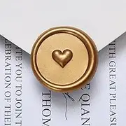 UNIQOOO Wax Seal Stickers - 3D Heart Wedding Invitation Envelope Seal Stickers, 50 Pcs Self- Adhesive Antique Gold Stickers, Perfect for Invitation, Christmas, Gift