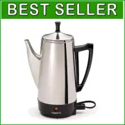 Traditional Stainless Steel Coffee Maker Brews 12 Cups - Elegant Table Service