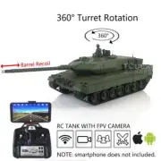 Henglong 1/16 7.0 FPV Leopard2A6 RTR RC Tank 3889 360° Turret Barrel Recoil