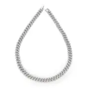 Iced Out Diamond Necklaces Men's Prong Miami Cuban Link Chain Silver Gold Plated