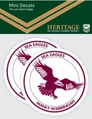 Manly Sea Eagles HERITAGE Mini Decal Logo Car Stickers - Pack of 2