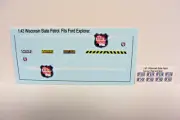 Wisconsin State Patrol 1/43 Water Slide Decals Fits FR or Motormax Police SUV