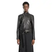 [ANN DEMEULEMEESTER] Ikra Fitted Biker Jacket Black