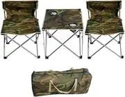 Portable Camp Table Chair Set, Lightweight Folding Table with Cup Holders, Easy to Carry, Perfect for Outdoor, Picnic, Cooking, Beach, Hiking, Fishing (Color : 5 Piece Set) Little Surprise