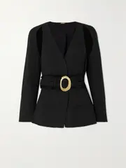 [Cult Gaia] Cult Gaia - Noey Belted Cutout Woven Blazer - Black - US12 US 12 Black