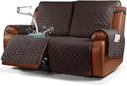Ruaozz Waterproof Recliner Sofa Cover 1-Piece Couch Covers for Reclining Couches Reclining Sofa Cover Washable Furniture Protector with Elastic Straps Pocket for Kids, Pets (Chocolate, XL 2 Seater)