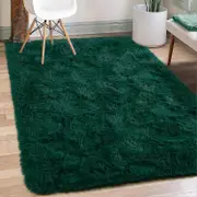 Modern Soft Fluffy Large Shaggy Rug for Bedroom Livingroom Dorm Kids Room Indoor Home Decorative Christmas Green 4 x 6 Feet