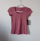 Rachel Zoe Womens Top Size XS Mauve Pink Ribbed Scoop Neck Short Sleeve NWT
