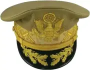 US Army Peak Cap General Douglas Macarthur's Uniform Military Khaki HatCap, Gold