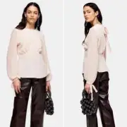 TOPSHOP Peach Chiffon Long Sleeve Blouse