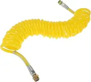 X AUTOHAUX 30 Circle Air Brake Hose Oil Cooler Coiled Short Tail Line Brake Coil Cable for Trucks Tractors Assembly with M22x1.5 NPT Fitting Yellow 24.5FT