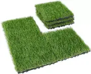 Artifical Grass Tiles Interlocking Turf Deck Set, 9 Pack - 12"X12", Synthetic Fa