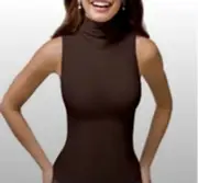 Spanx Sleeveless Turtleneck XL Bittersweet Brown On Top & In Control $88 NEW