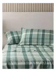 [Australian House & Garden] Cotton Flannelette Check Sheet Set in Eucalyptus