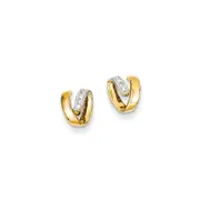 14K Yellow Gold and Rhodium Real Diamond Earrings