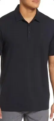 NWT Travis Mathew Prestige Performance Black The Heater Golf Polo Shirt Mens L