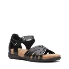 Clarks Roseville Cove Flat Sandal, Black Leather, 7.5 Medium