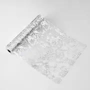 CHUQING Silver Table Runner 11x394 Inches,Glitter Silver Mesh Table Runner Roll,Silver Centerpiece Table Decorations for Birthday Wedding Party Baby Shower Graduation Christmas