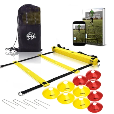 Football Coaching Set - Speed Agility Training - Ladder Staples Cones Bag