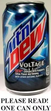 Mountain Dew Voltage Raspberry Gingseng Limited Ed. USA 2011 FULL 12oz Can Pepsi