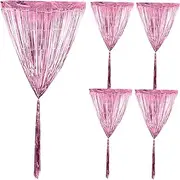 CHICAMPERA 5pcs Rain Curtain Streamers Photo Backdrop Party Fringe Backdrop Streamer Birthday Backdrop Curtains Photography Background Foil Fringe Curtain Backdrop Birthday Decor Pink The Pet