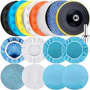 SIQUK 17 Pieces Polishing Pads Kit 180mm Car Polishing Foam Pads Polishing Bonnets Wax Buffer Polisher Attachment for Drill