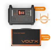 VoltX 1200W Portable Solar Generator + 100W Mono Solar Panel & Anderson Cable
