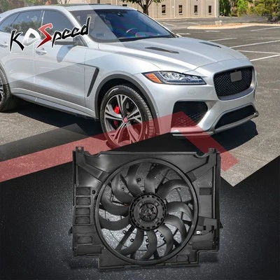 Factory Style Radiator Cooling Fan Assembly for Jaguar F-Pace 3.0L 2017-2019 (for: Jaguar)